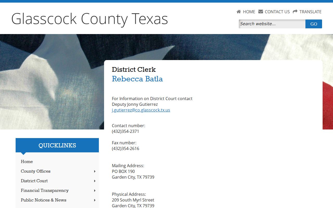 Glasscock County criminal court case contact and e-filing page