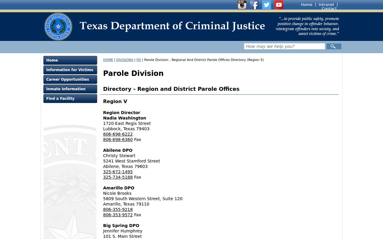 Glasscock County criminal record regional parole office directory